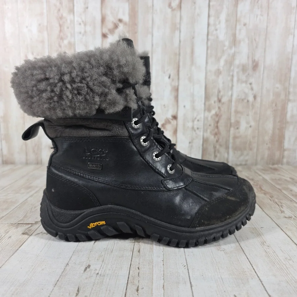 UGG Australia Adirondack II Black‎ Leather Waterproof Winter Boots 1906 Womens 6